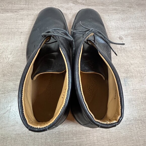 SALVATORE FERRAGAMO Black Leather Chukka Boots - Picture 6 of 8